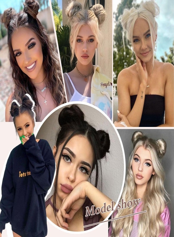 بوجسيا قطع شعر BOGSEA على شكل كعكات فضائية، قطعتان، مشابك صغيرة على شكل كعكات شعر، كعكات الأميرة ليا، وصلات شعر مرفوعة للنساء والفتيات (أشقر مختلط) - Image 5